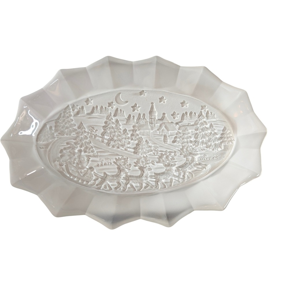 Mikasa Silent Night Oval Sweet Dish Frosted Vintage Serving Christmas Platter